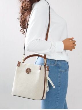 Tory Burch Blake Canvas Bucket Bag Crossbody